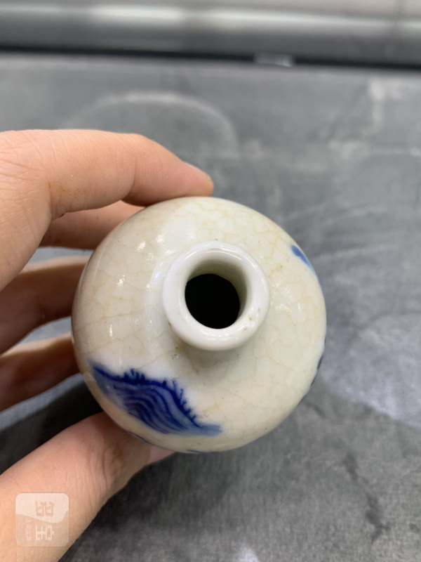 清晚期哥釉青花和合二仙纹鼻烟壶 - 图7